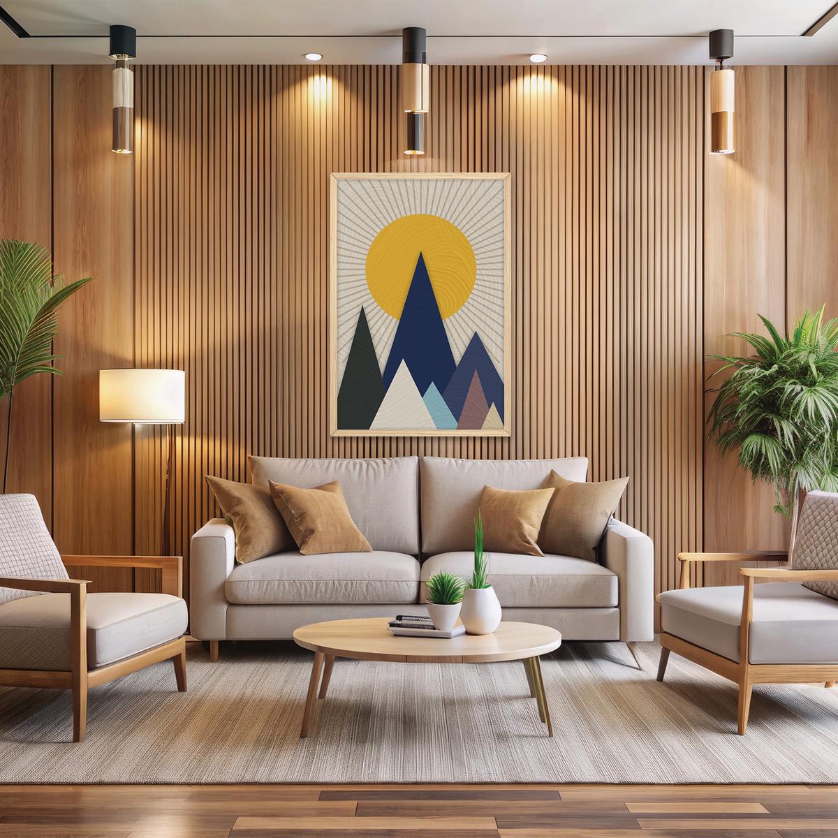 Geometric Mountains Canvas Print: Boho Landscape Wall Art