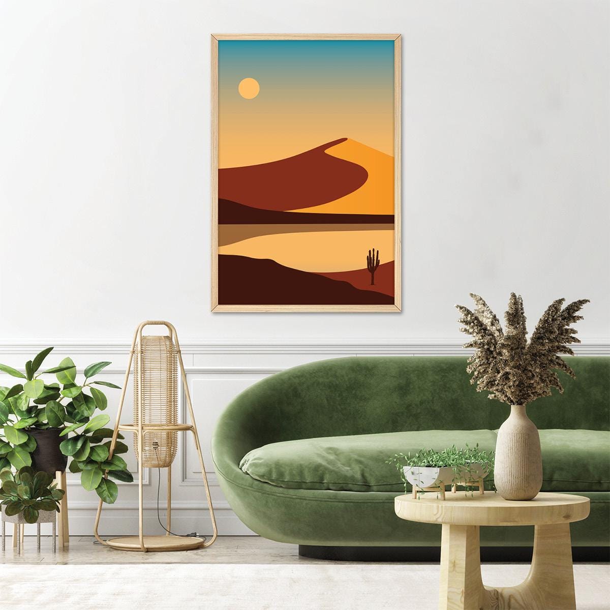 Colorful Desert Wall Art | Maximalist Boho Canvas Print | Southwestern Home Decor | Framed Options Available