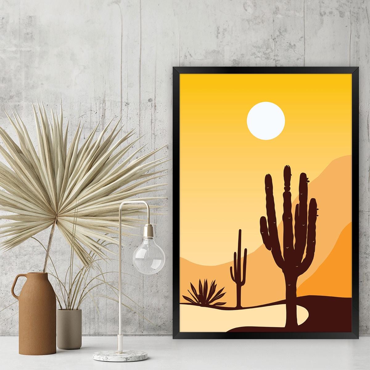 Colorful Cactus Canvas Print: Desert Boho Wall Art