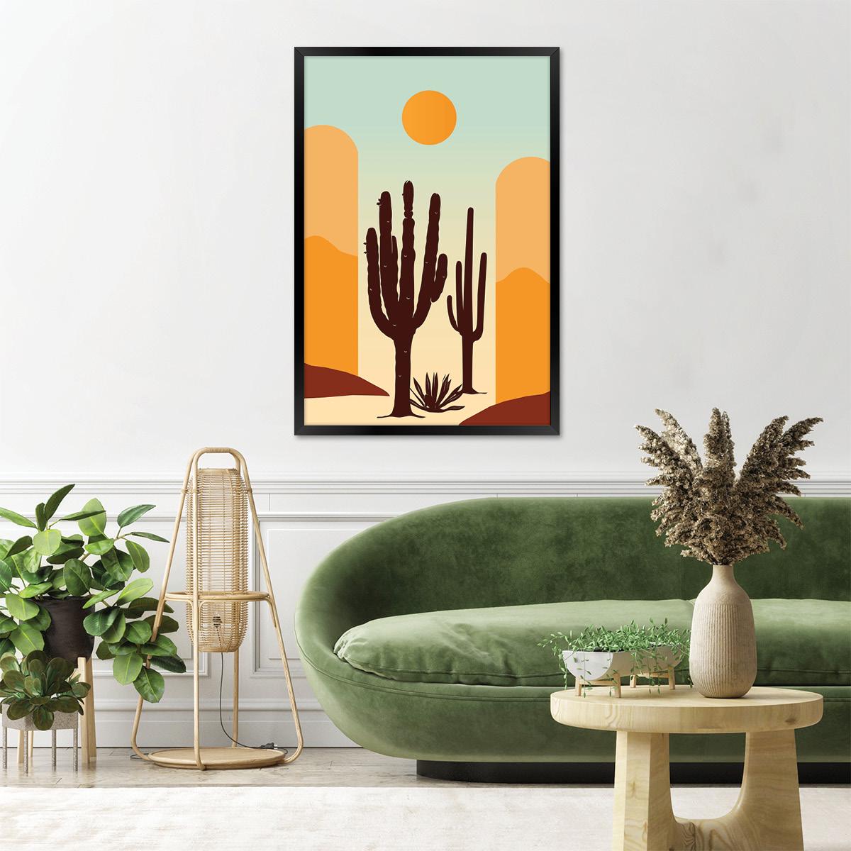 Boho Desert Cactus Canvas Print: Southwestern Art Home Decor