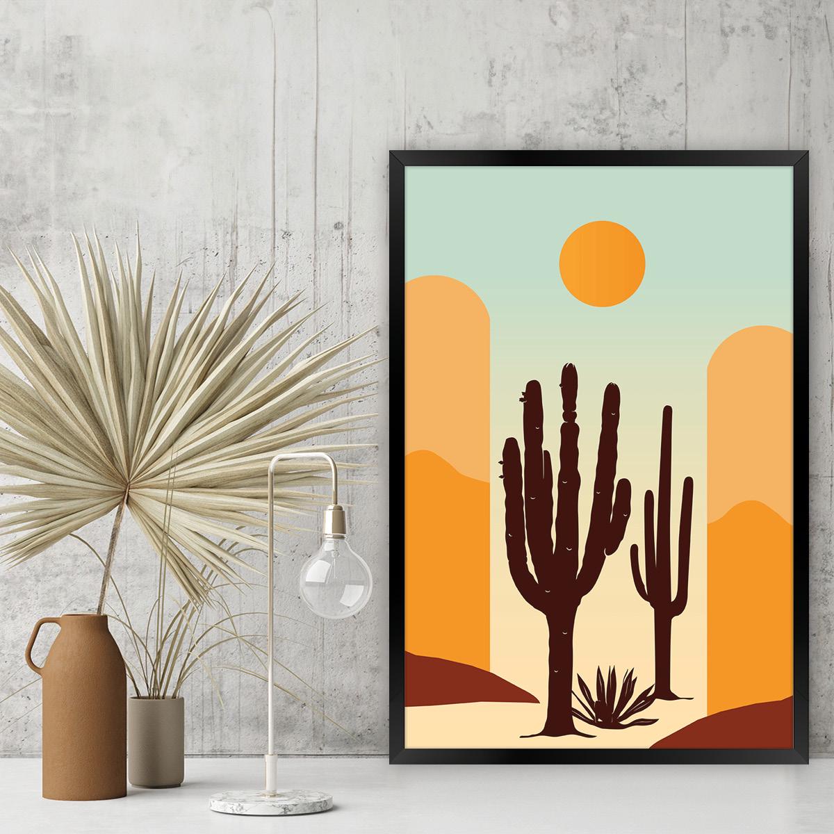 Boho Desert Cactus Canvas Print: Southwestern Art Home Decor