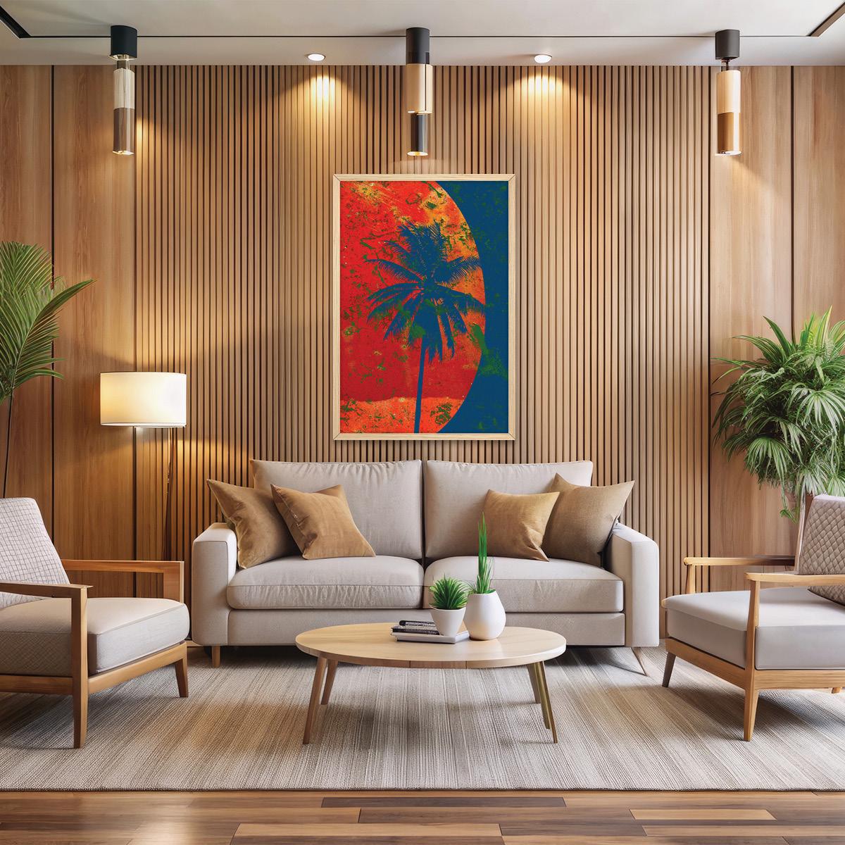 Vintage Tropical Palm Tree Canvas Print: Bold Boho Wall Art
