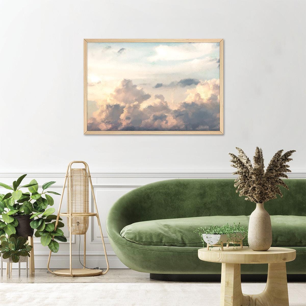 Vintage Cloud Canvas Print: Nature Inspired Neutral Modern Wall Art