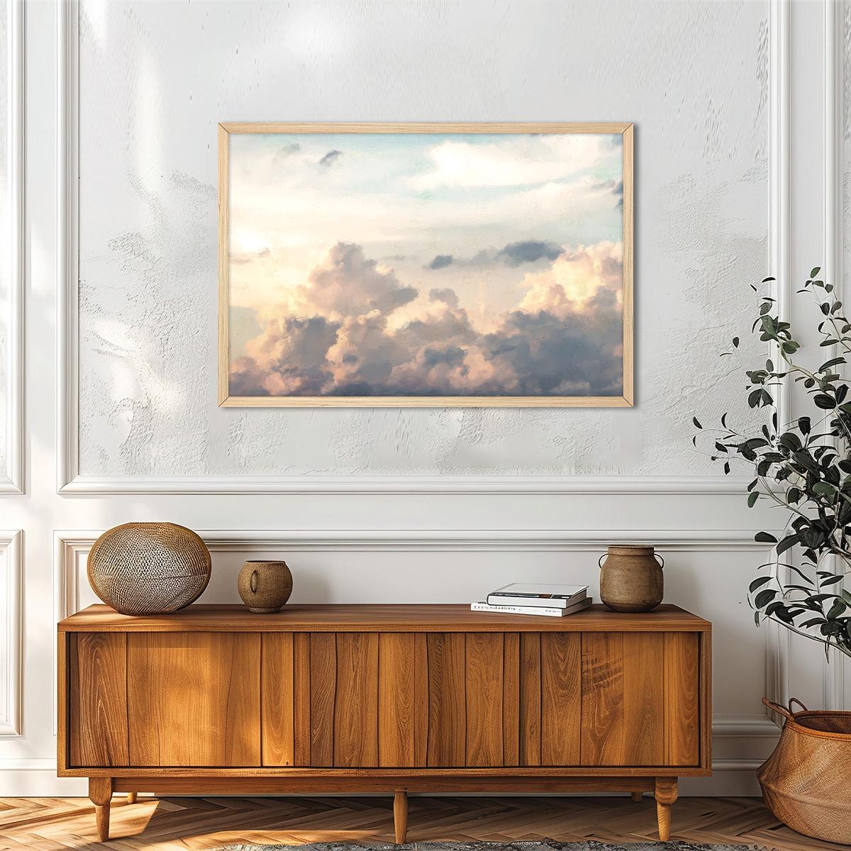 Vintage Cloud Canvas Print: Nature Inspired Neutral Modern Wall Art