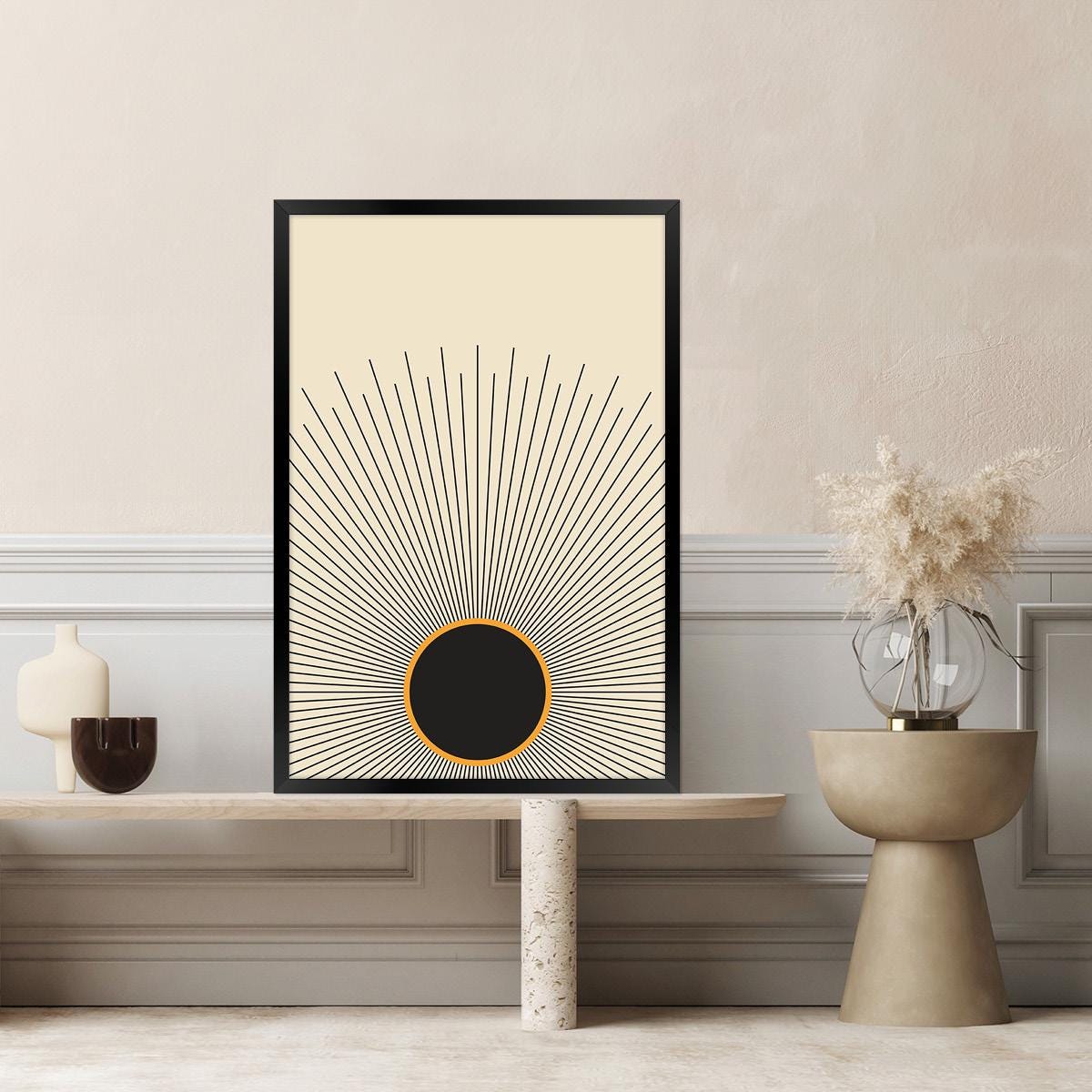Rising Sun Modern Boho Canvas Print | Vintage Boho Celestial Wall Art | Framed Option Available