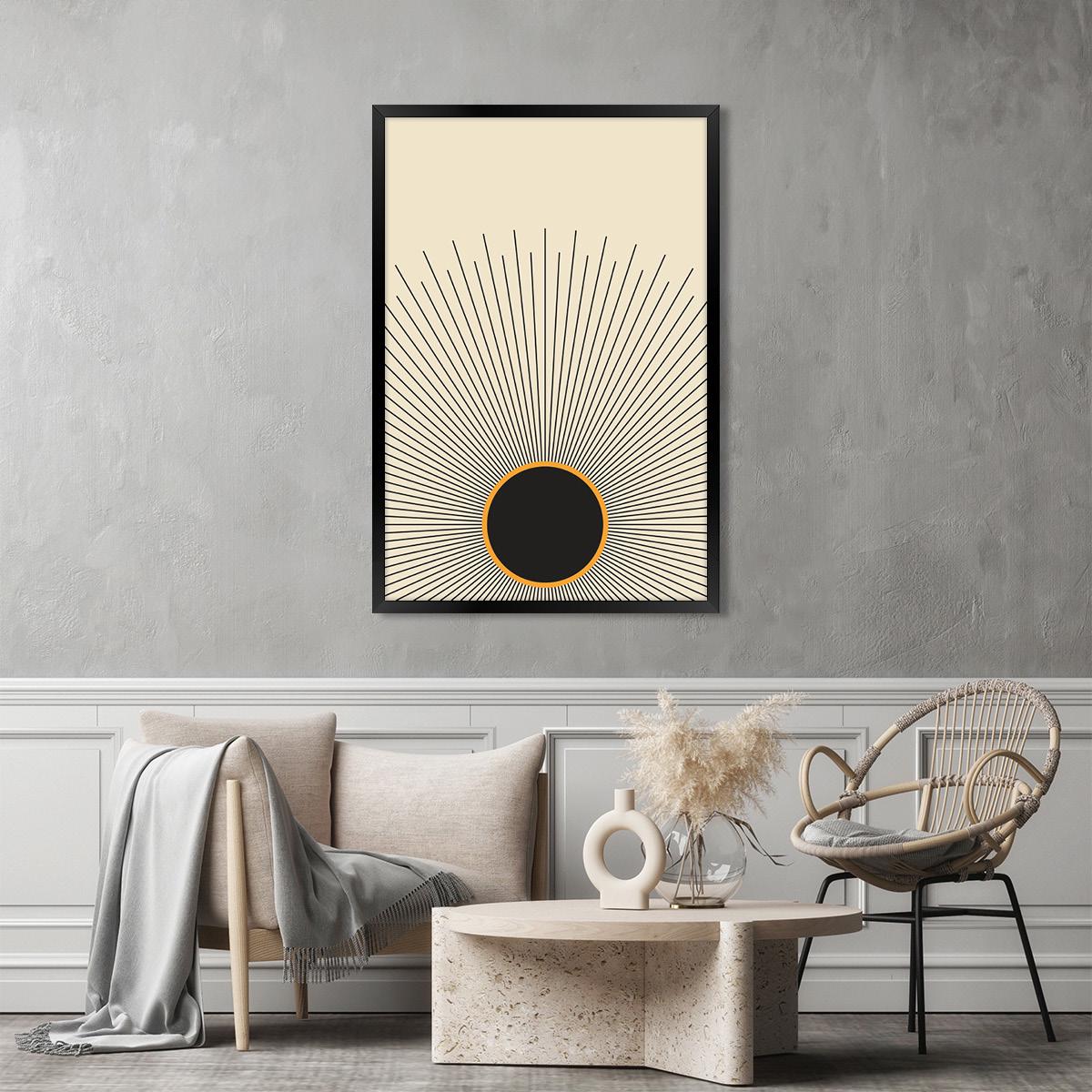 Rising Sun Modern Boho Canvas Print | Vintage Boho Celestial Wall Art | Framed Option Available