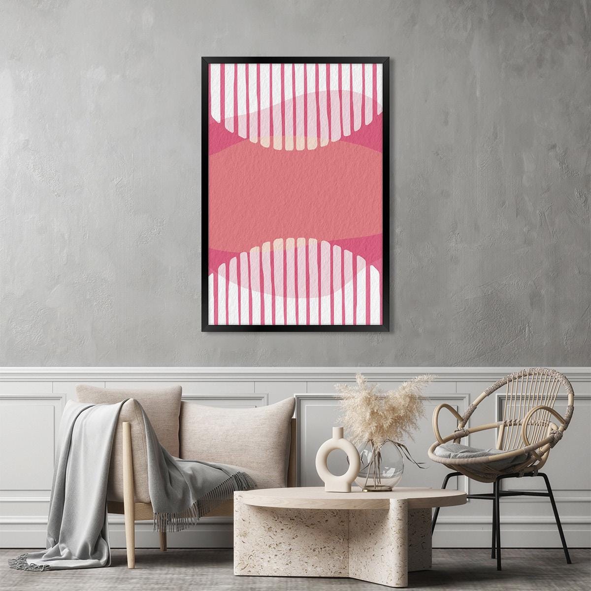 Pink Geometric Abstract Canvas Print - Modern Archival Wall Art