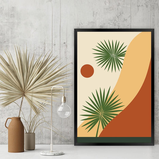 Boho Palm Tree Canvas Art: Southwestern Desert Landscape Print
