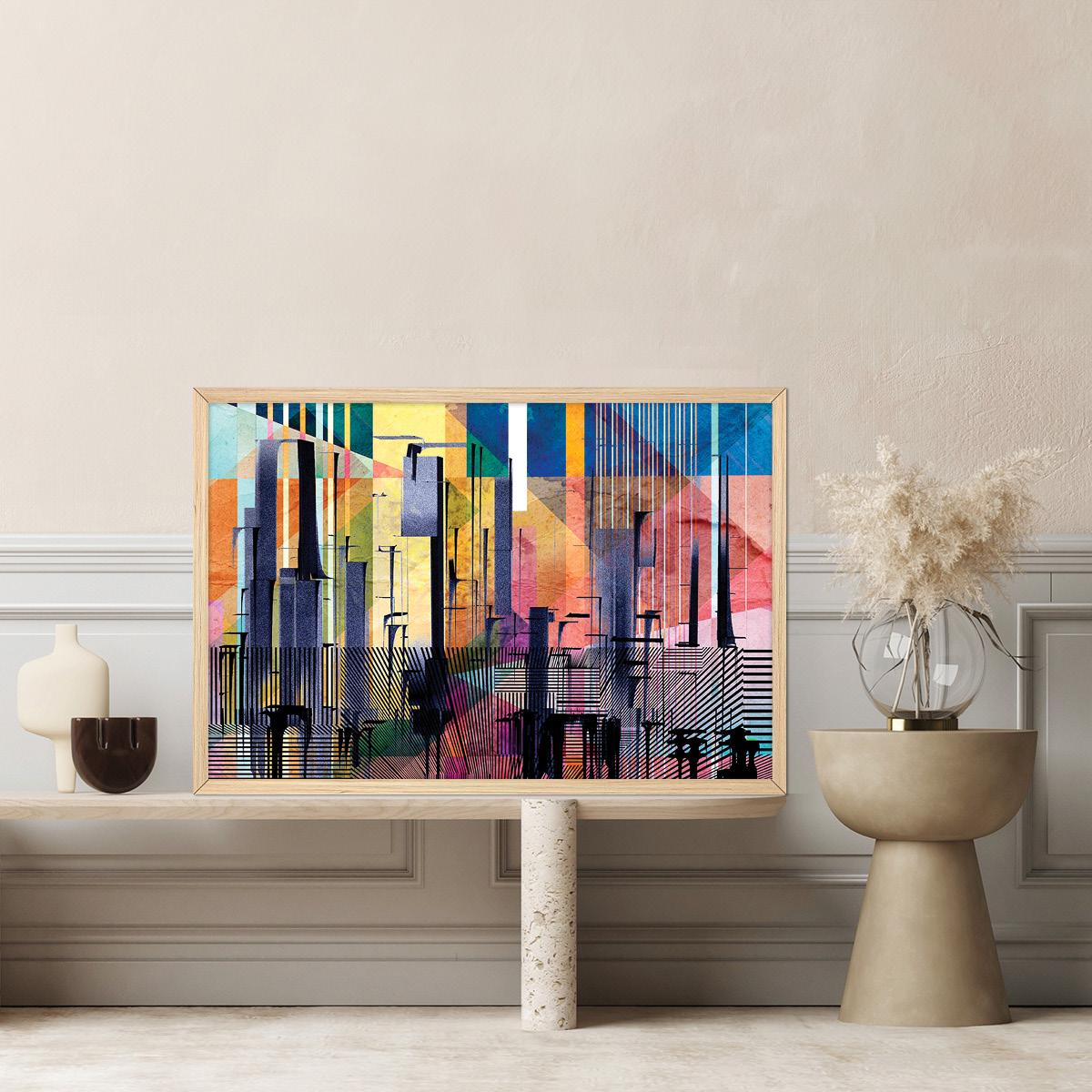 Colorful Abstract Cityscape Canvas Print - Pop Art Home Decor