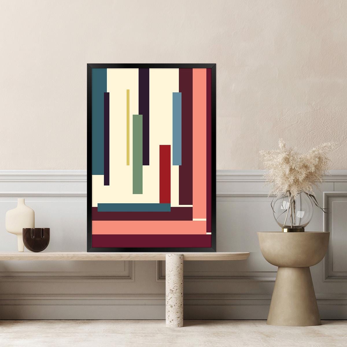 Abstract Geometric Lines Canvas Print: Modern Maximalist Wall Art