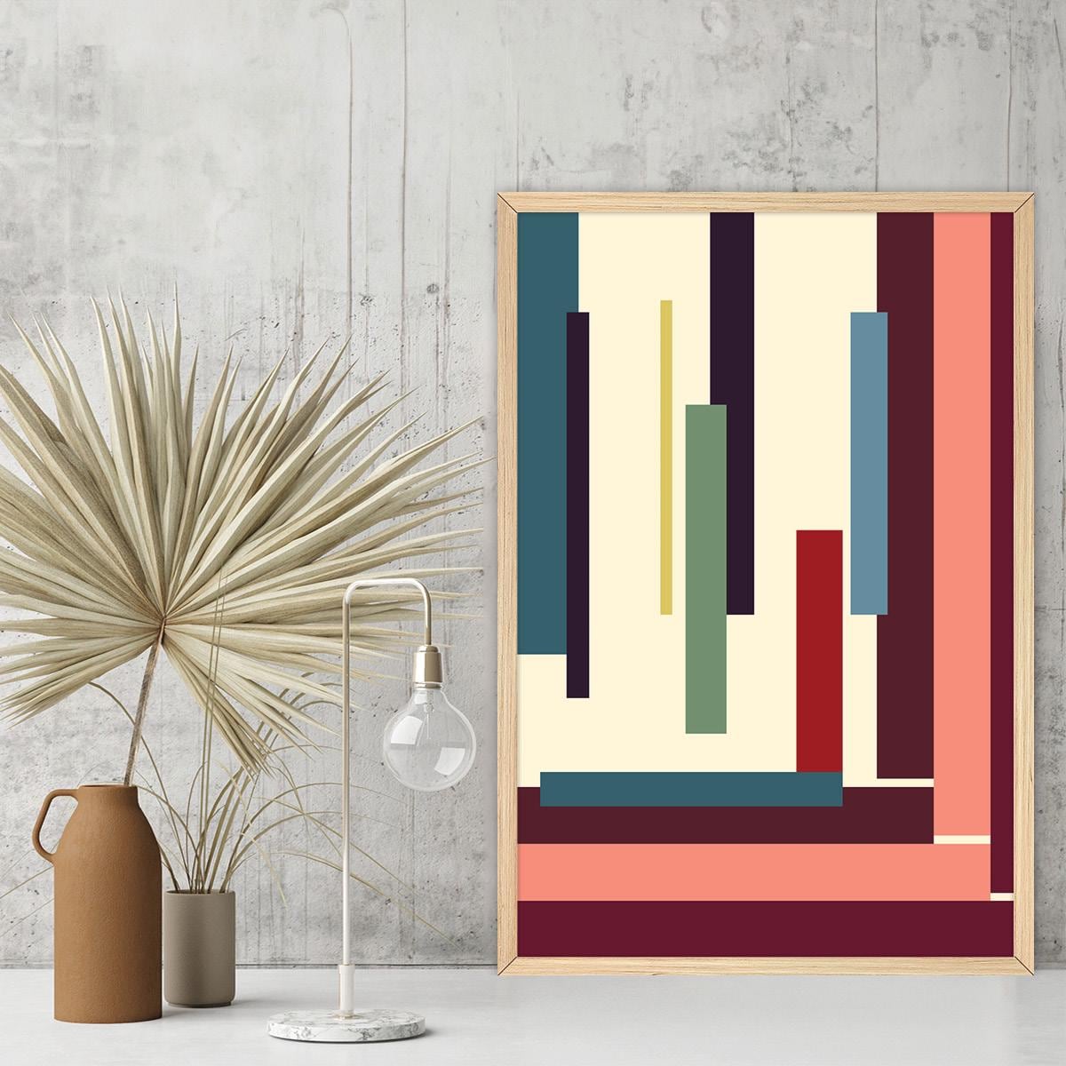 Abstract Geometric Lines Canvas Print: Modern Maximalist Wall Art
