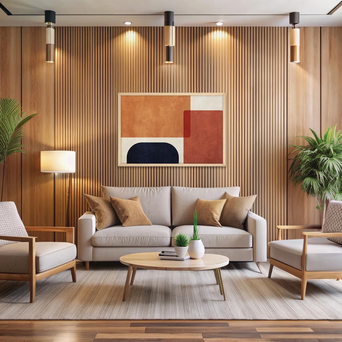 Earth Tone Geometric Canvas Print: Modern Autumn Wall Art