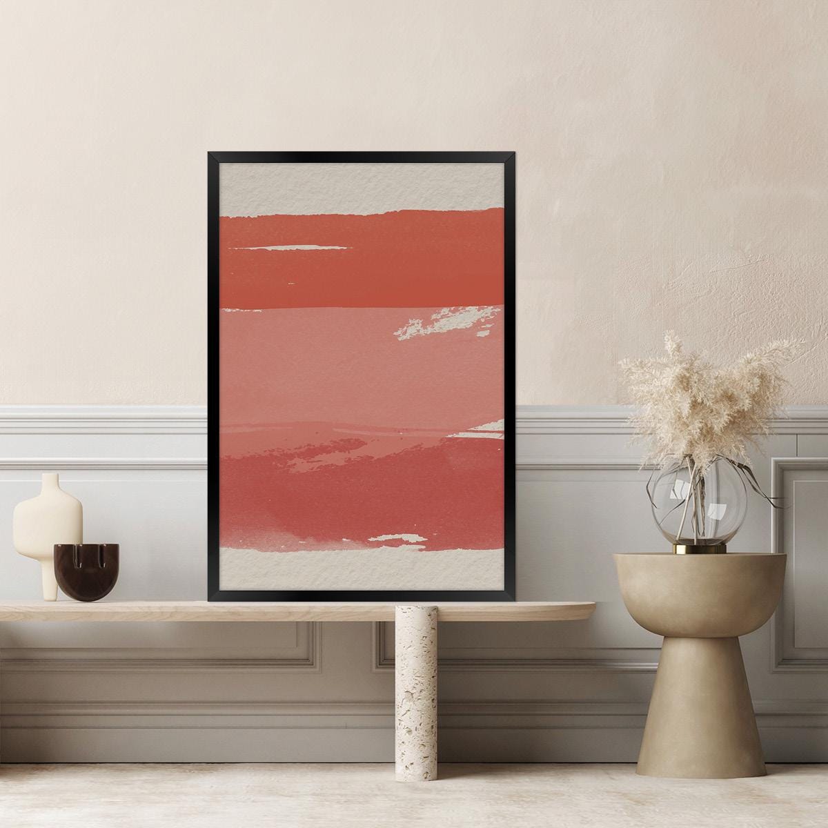 Red Abstract Brush Stroke Canvas Print: Modern Minimalist Wall Art
