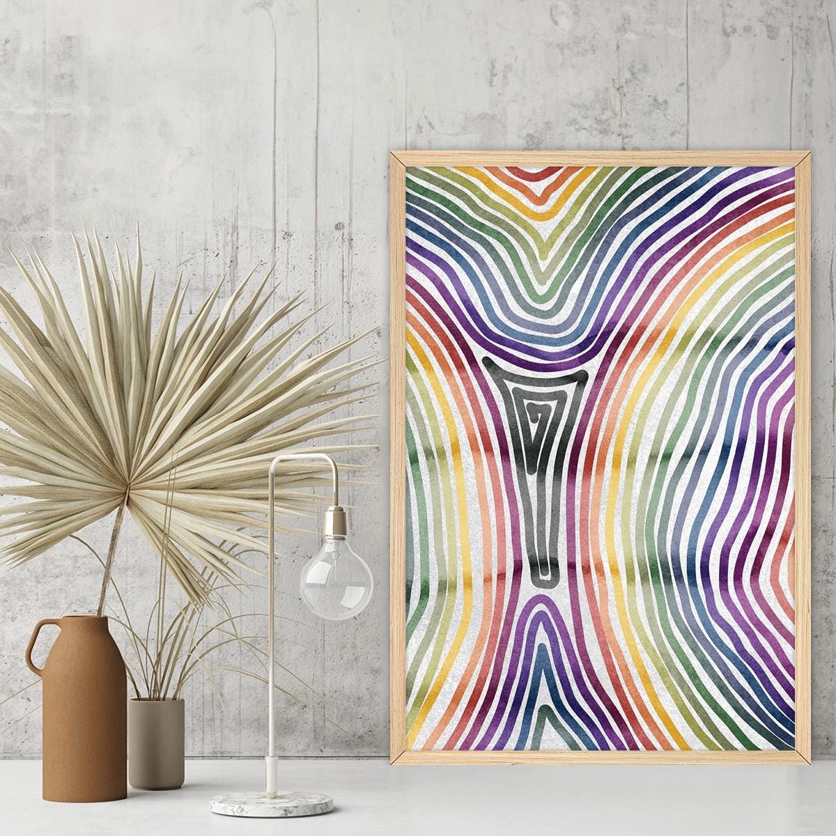 Rainbow Lines Canvas Print: Colorful Modern Home Decor, Contemporary Wall Art