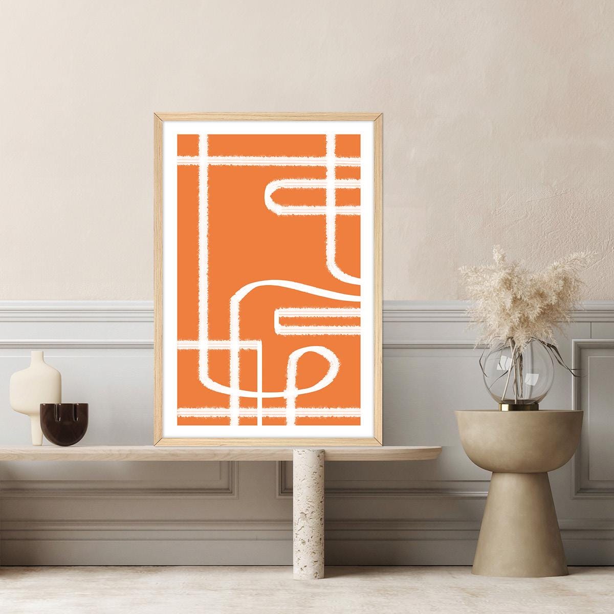 Orange Abstract Lines Canvas Print: Modern Wall Art