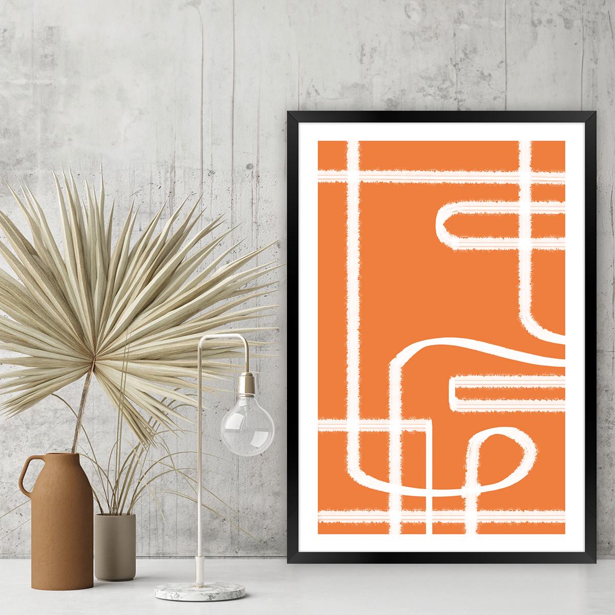 Orange Abstract Lines Canvas Print: Modern Wall Art