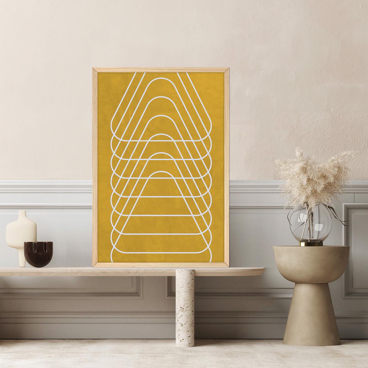 Yellow Geometric Triangle Canvas Print: Modern Minimalist Wall Art