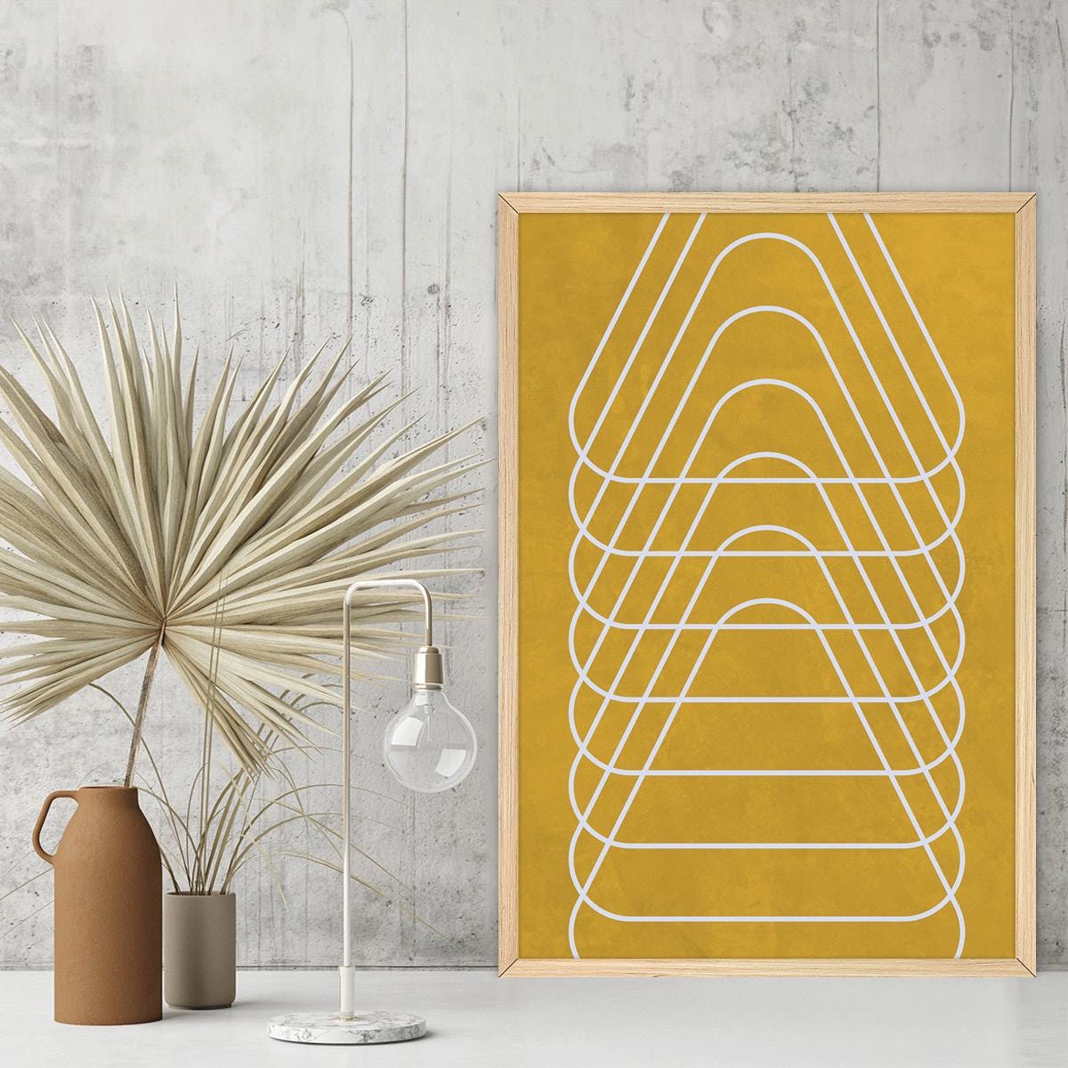 Yellow Geometric Triangle Canvas Print: Modern Minimalist Wall Art