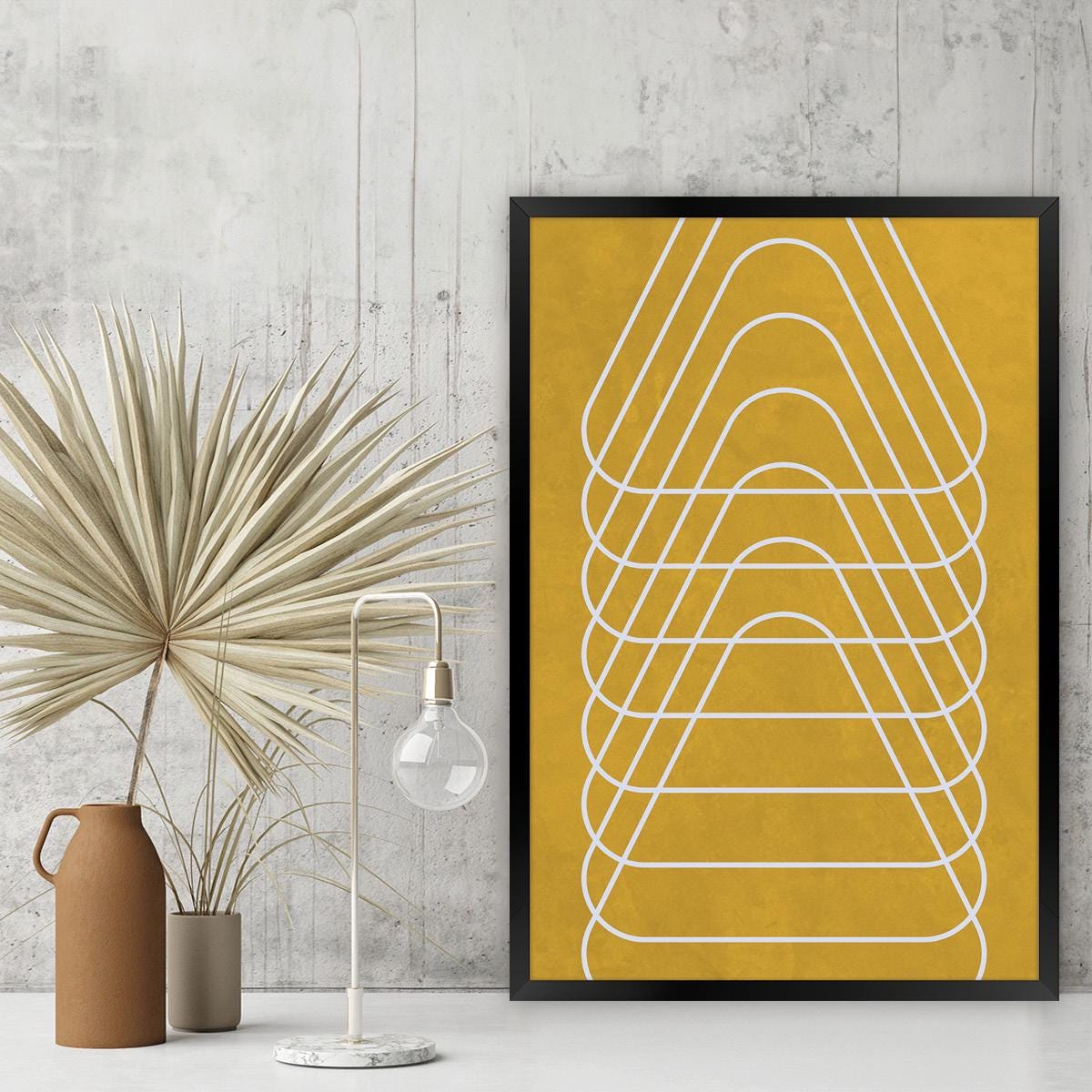 Yellow Geometric Triangle Canvas Print: Modern Minimalist Wall Art