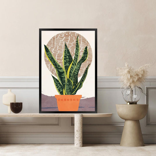 Boho Potted Plant Canvas Print, Botanical Wall Art, Nature Inspired Home Decor, Tiger Plant Painting, Framed Options for Gallery Wall
