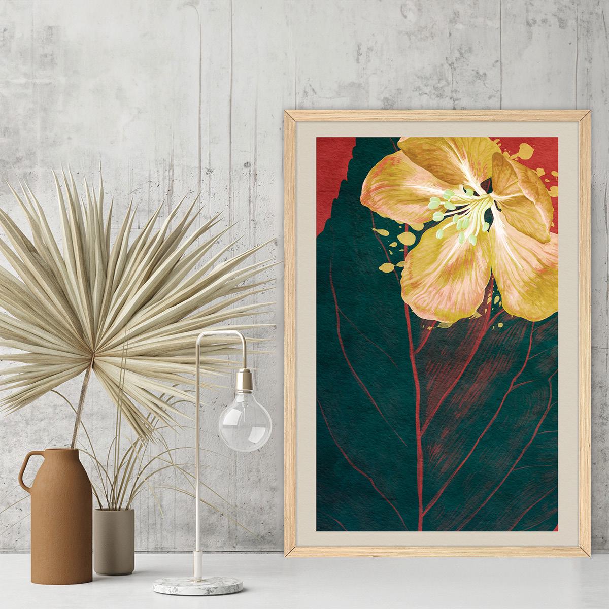 Dark Moody Floral Canvas Print, Large Colorful Botanical Wall Art, Close-up Flower Home Decor with Framed Options, Nature Inspired Artwork