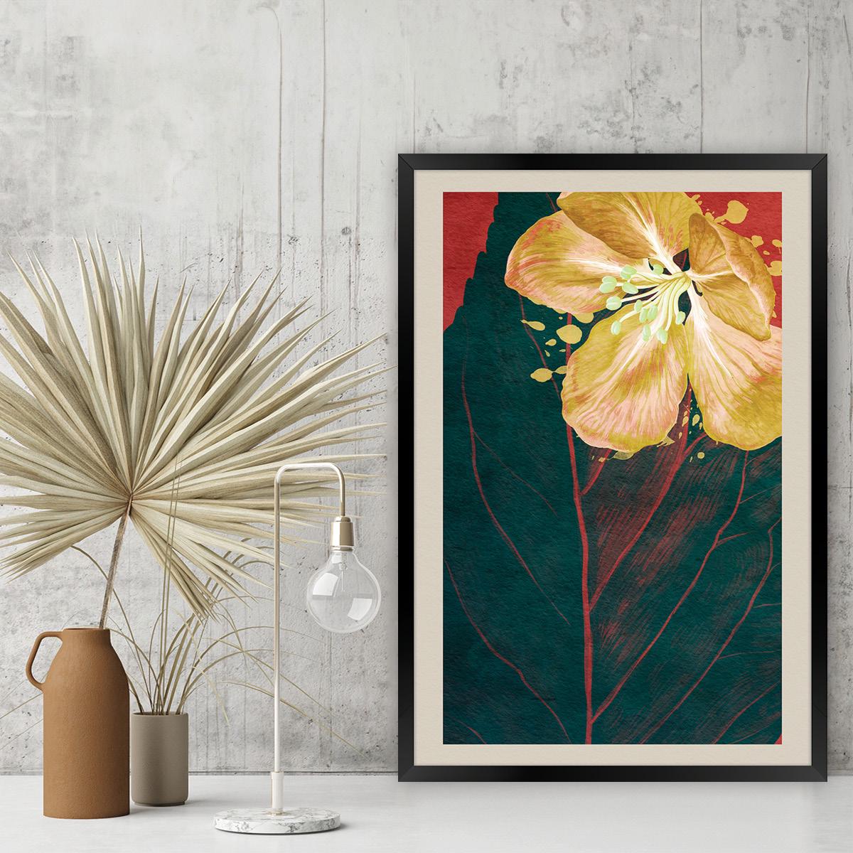 Dark Moody Floral Canvas Print, Large Colorful Botanical Wall Art, Close-up Flower Home Decor with Framed Options, Nature Inspired Artwork
