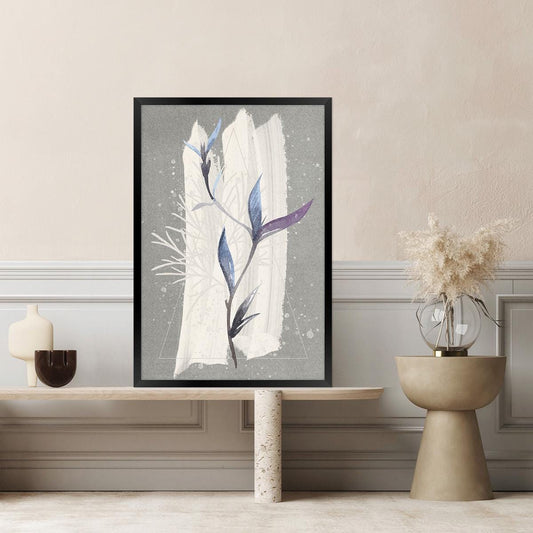 Colorful Bontanical Home Decor for Living room or Bedroom, Boho Plant Canvas Print, Brush Stroke Leaf Wall Art, Framed Options Available