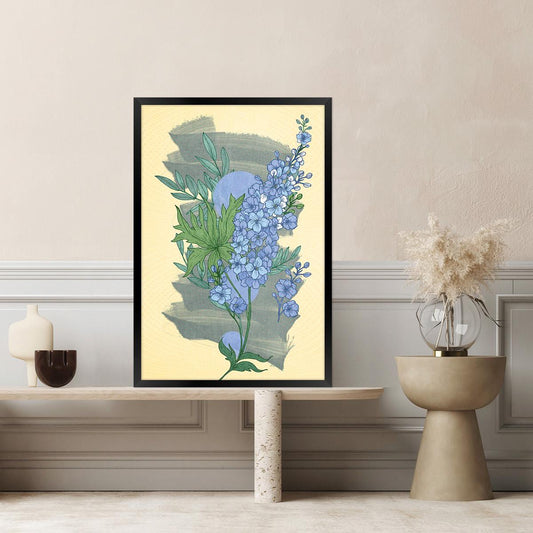 Boho Floral Canvas Print, Colorful Flower Illustration Home Decor for Bedroom, Modern Bontanical Wall Art, Framed Options Available