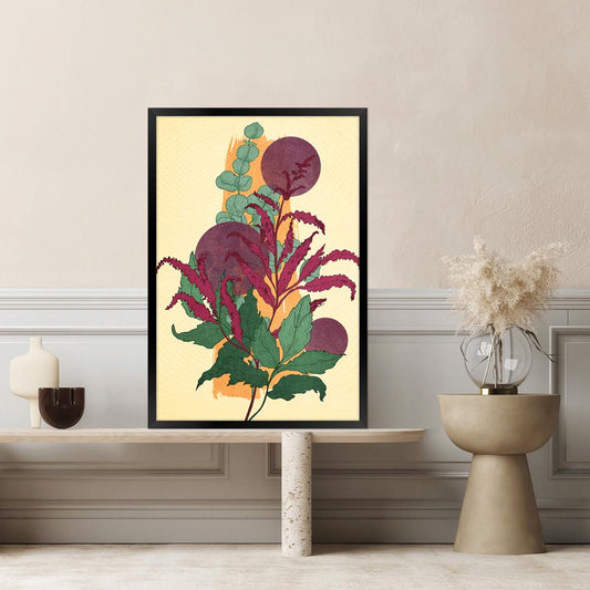 Floral Art Canvas Print, Colorful Flower Illustration, Modern Botanical Wall Art, Bedroom & Living Room Decor, Framed Options Available