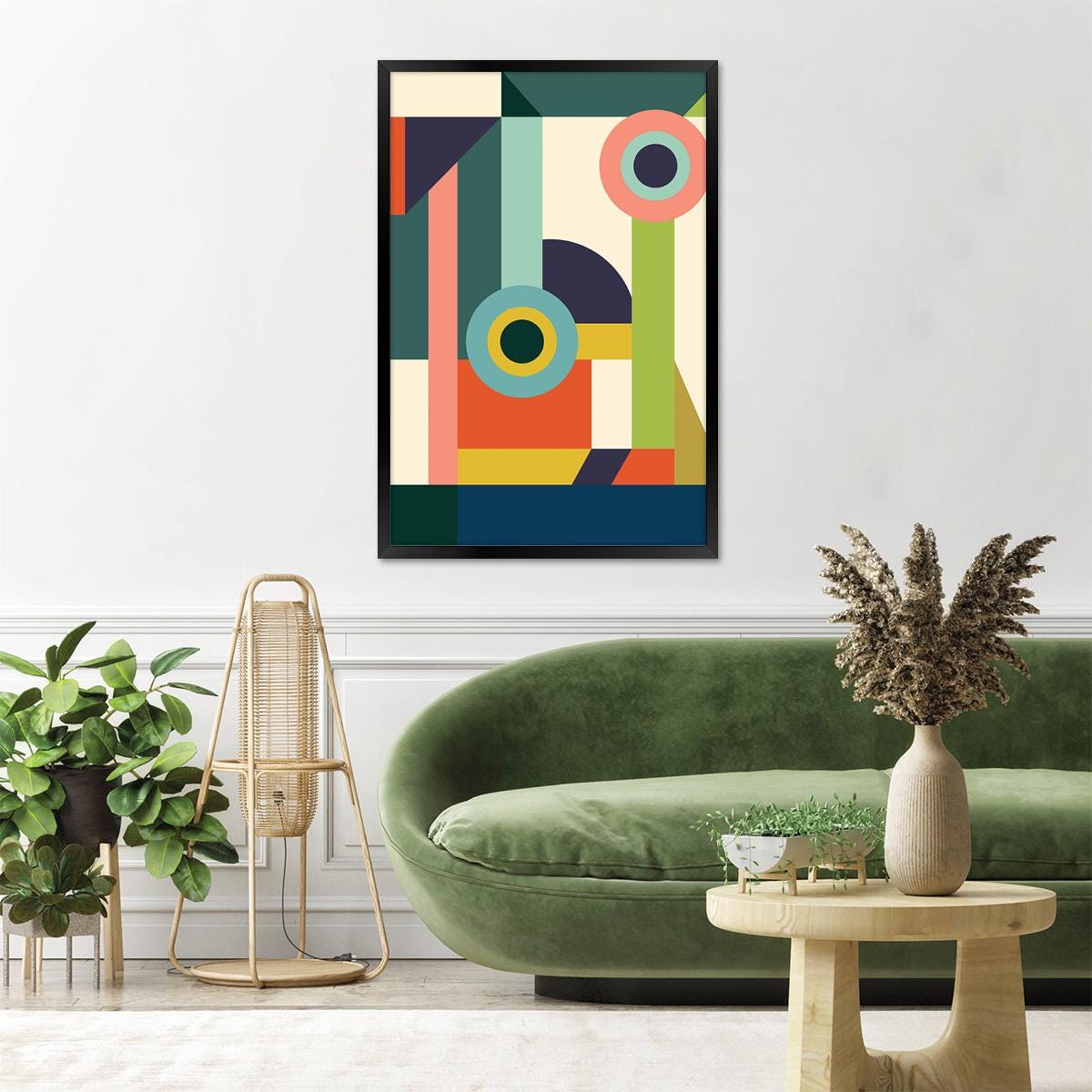 Shapes & Lines Abstract Canvas Print, Colorful Modern Geometric Wall Art, Bright Vivid Colors, Boho Home Decor, Framed Options Available