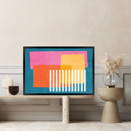Color Block Abstract Canvas Print, Modern Pop Art Wall Decor, Vibrant Colorful Artwork, Framed Options Available for Living Room or Bedroom
