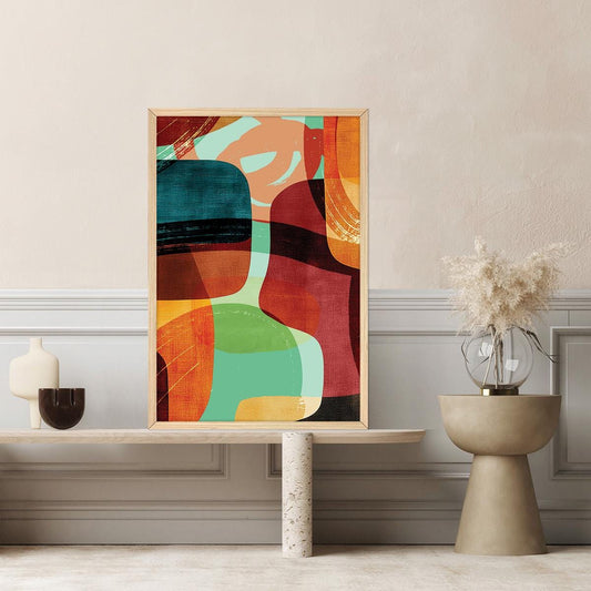 Jewel Tone Abstract Canvas Print: Modern Home Decor, Framed Option Available