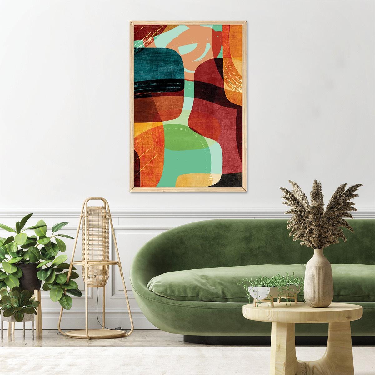 Jewel Tone Abstract Canvas Print: Modern Home Decor, Framed Option Available