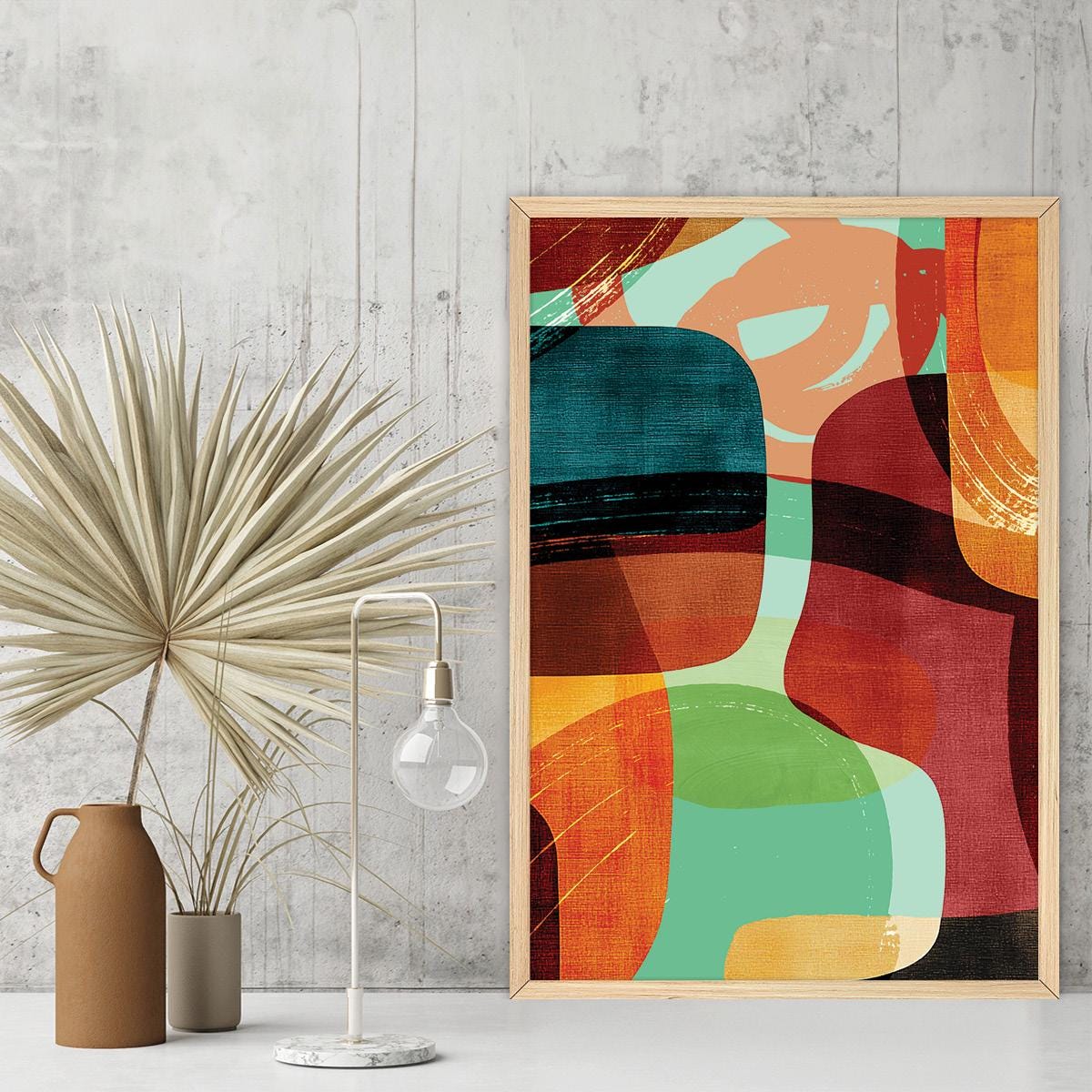 Jewel Tone Abstract Canvas Print: Modern Home Decor, Framed Option Available