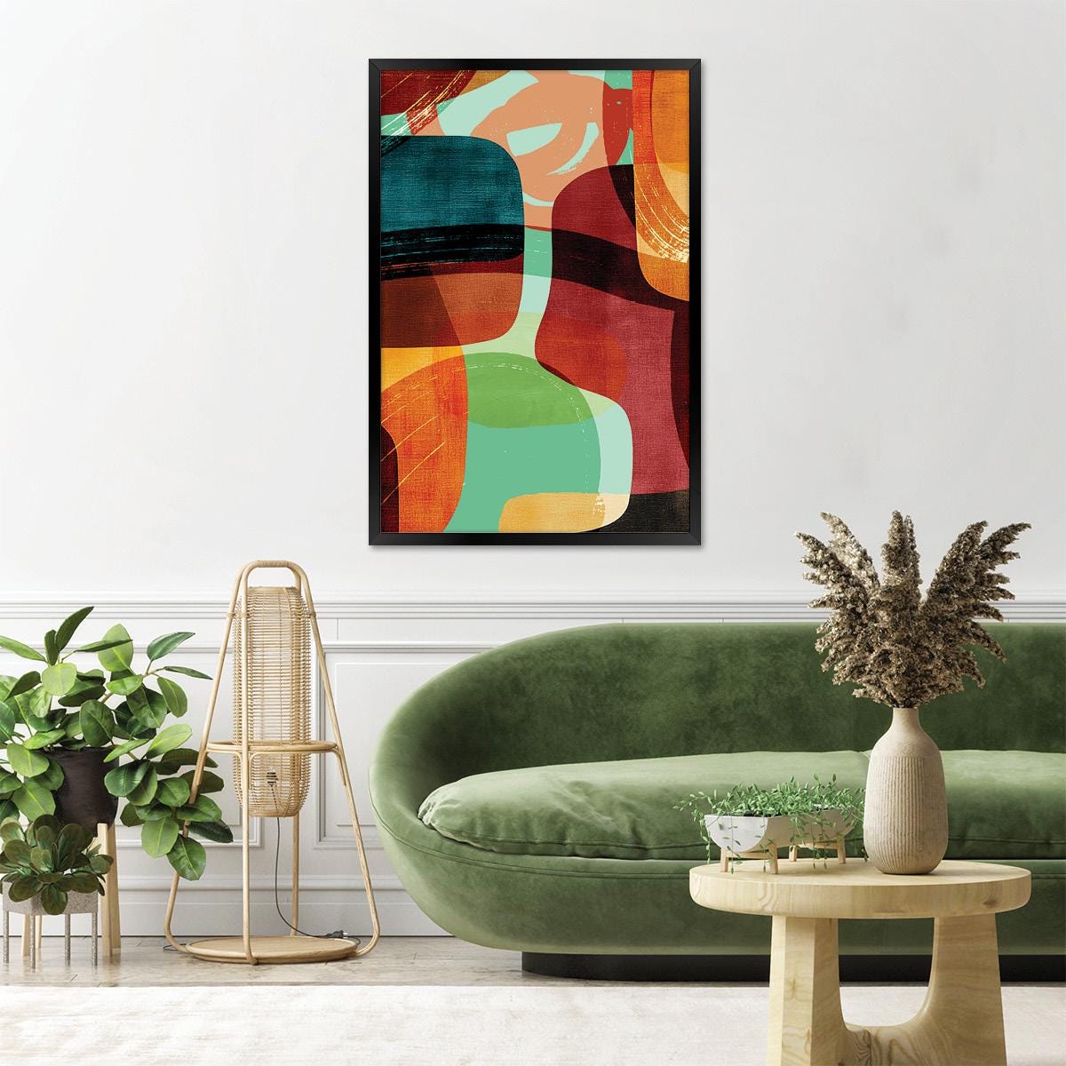 Jewel Tone Abstract Canvas Print: Modern Home Decor, Framed Option Available