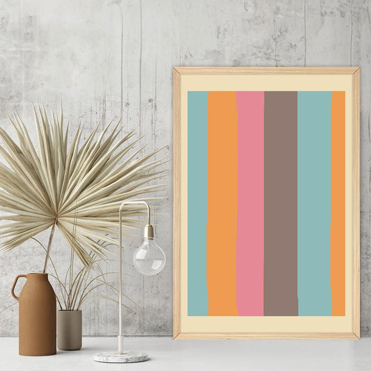 Colorful Abstract Lines Canvas Print, Bold Geometric Stripes Wall Art, Playful Modern Home Decor for Bedroom & Living Room, Framed Options