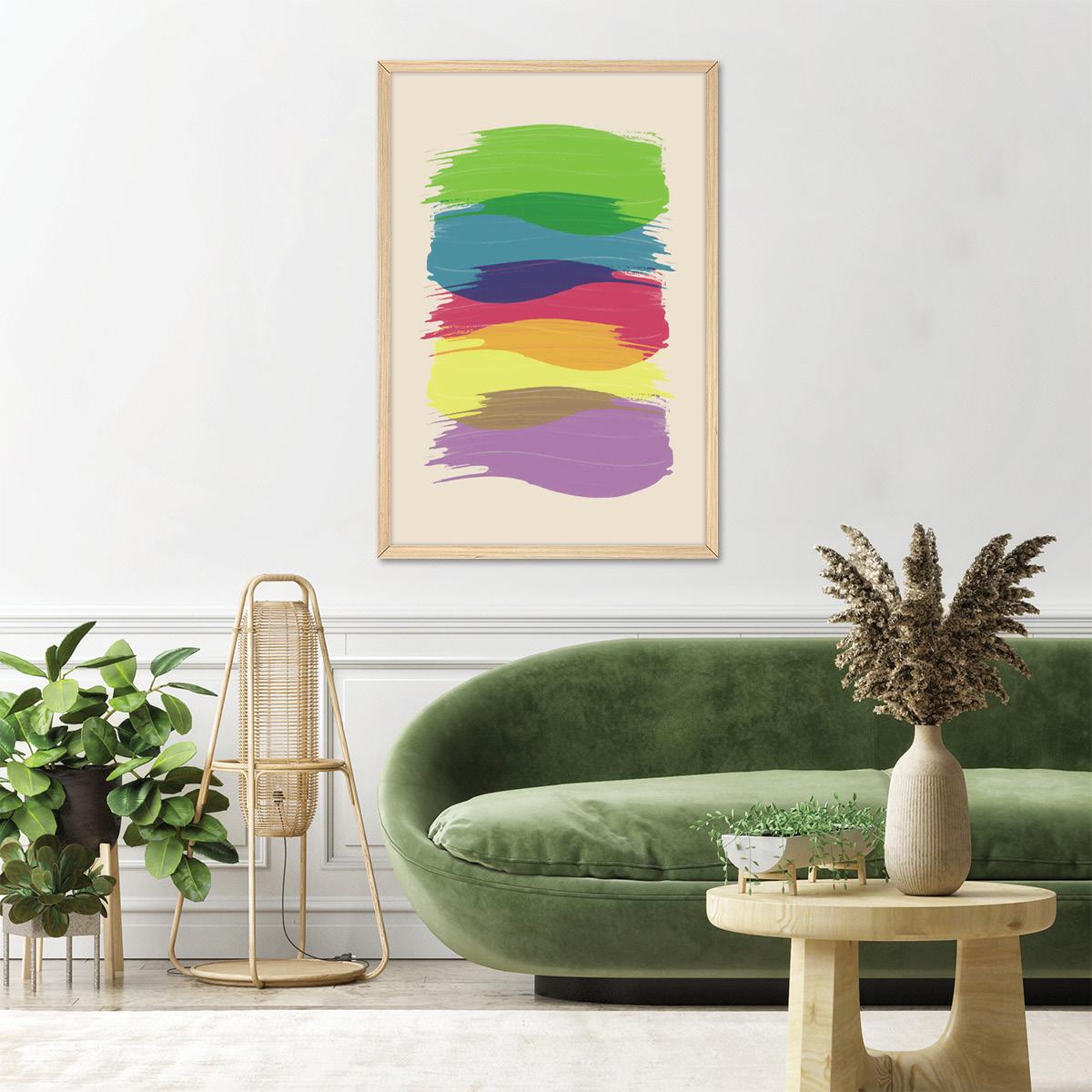Abstract Canvas Print, Overlapping Colorful Strokes Wall Art, Rainbow Colored Home Decor, Modern Art for Bedroom, Framed Options