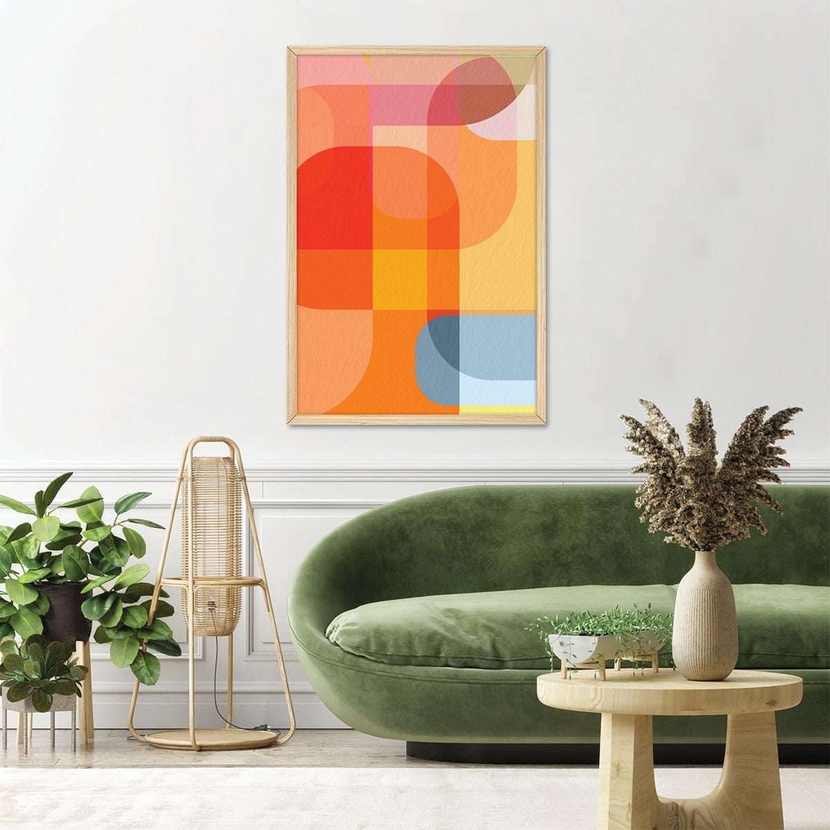 Abstract Canvas Print Round Edges, Colorful Geometric Wall Art, Bold Modern Home Decor, Framed Options Available for Livingroom or Bedroom
