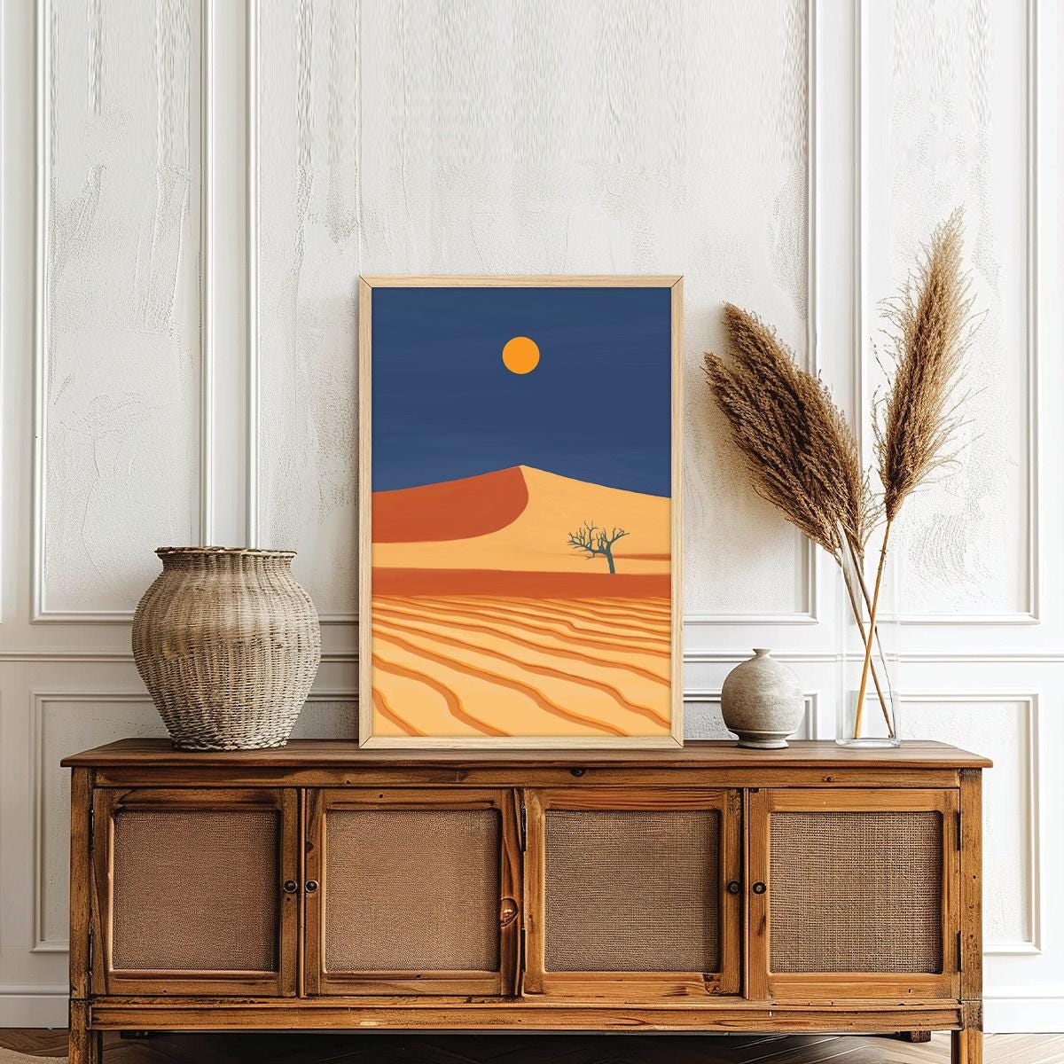 Southwestern Desert Landscape Canvas Print, Surreal Western Wall Art, Colorful Modern Tree Home Decor, Framed Options Available