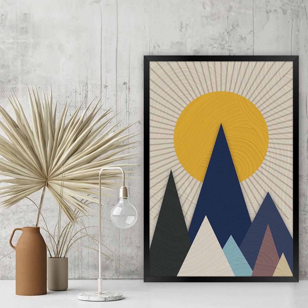 Geometric Mountains Canvas Print: Boho Landscape Wall Art