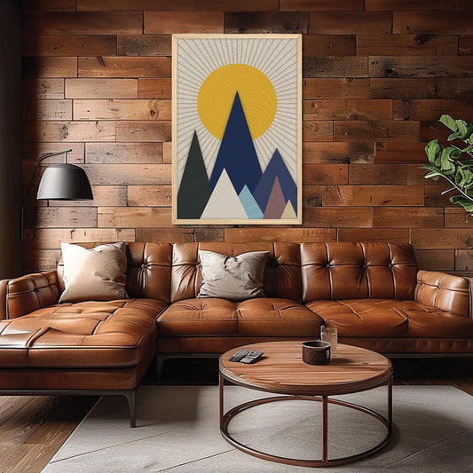 Geometric Mountains Canvas Print: Boho Landscape Wall Art