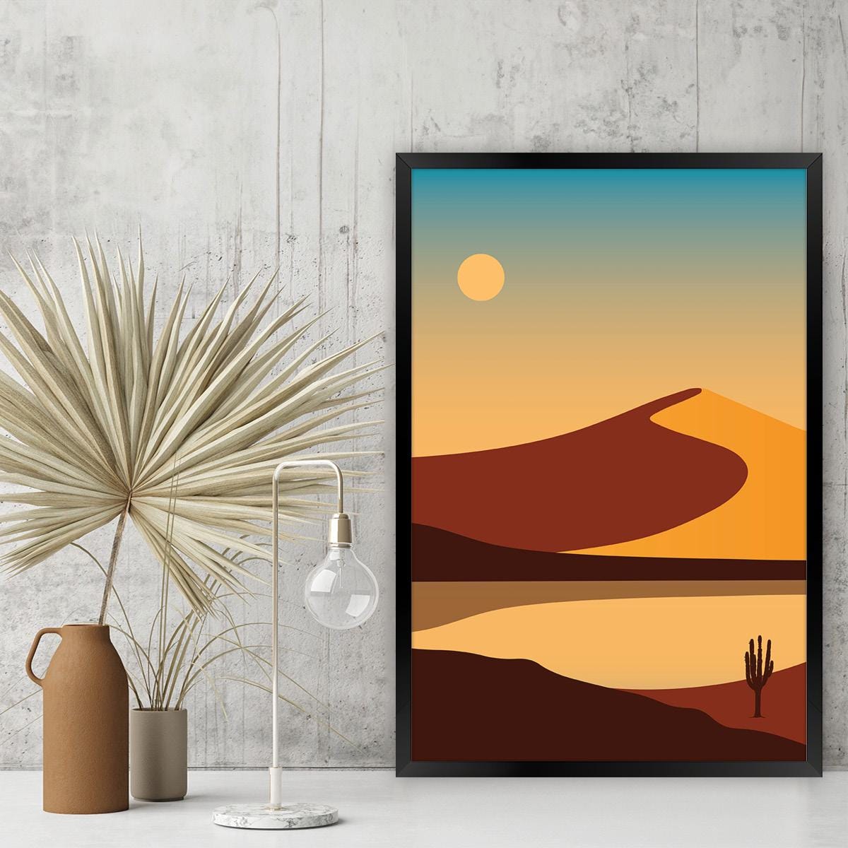 Colorful Desert Wall Art | Maximalist Boho Canvas Print | Southwestern Home Decor | Framed Options Available