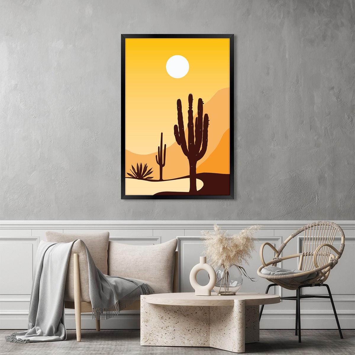 Colorful Cactus Canvas Print: Desert Boho Wall Art