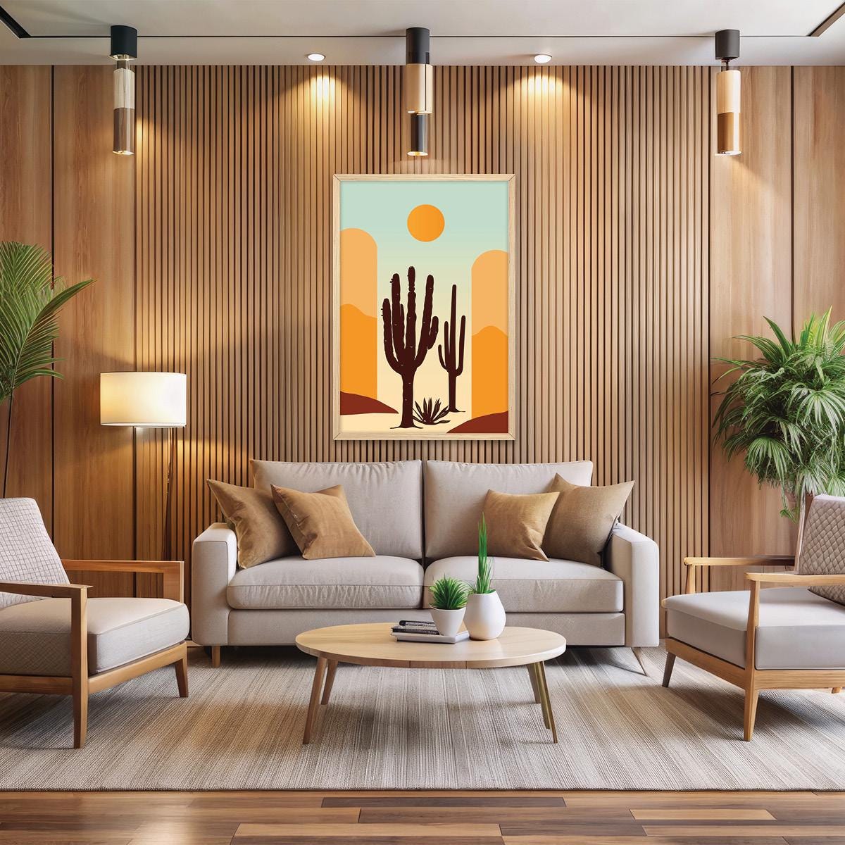 Colorful Cactus Canvas Print: Desert Boho Wall Art