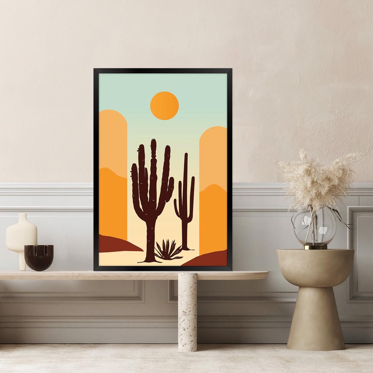 Boho Desert Cactus Canvas Print: Southwestern Art Home Decor