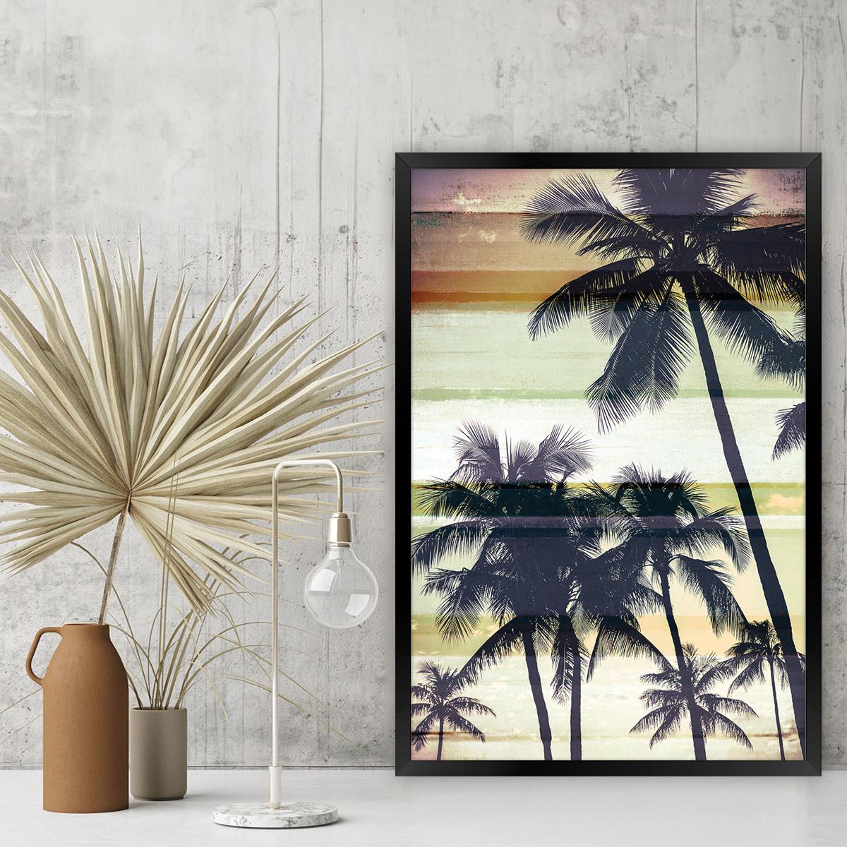 Vintage Palm Tree Canvas Print: Coastal Beach House Wall Art