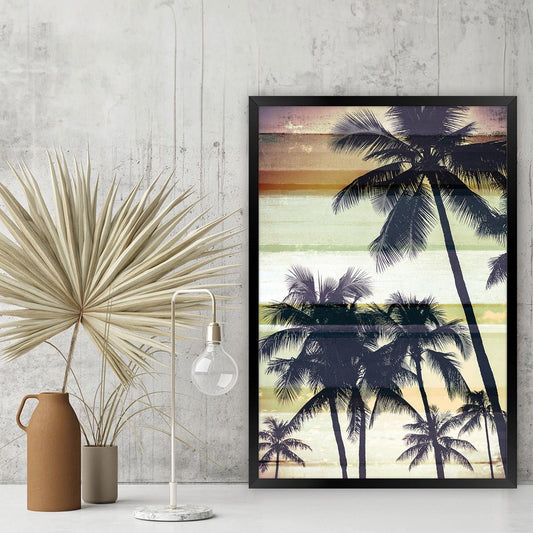 Vintage Palm Tree Canvas Print: Coastal Beach House Wall Art