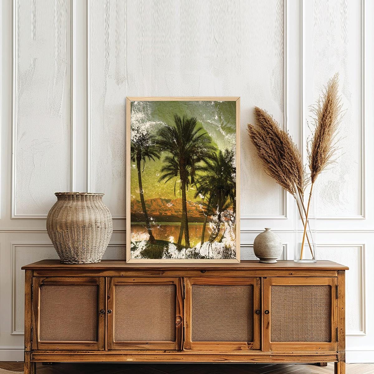 Colorful Palm Tree Canvas Print | Tropical Boho Wall Art | Bold Coastal Home Decor | Framed Options Available