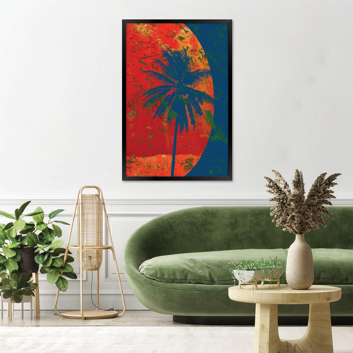 Vintage Tropical Palm Tree Canvas Print: Bold Boho Wall Art