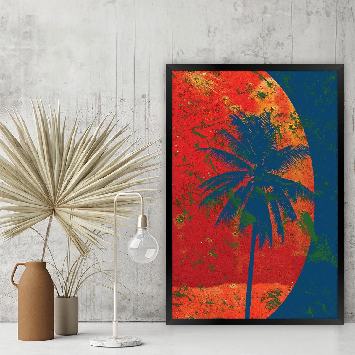 Vintage Tropical Palm Tree Canvas Print: Bold Boho Wall Art